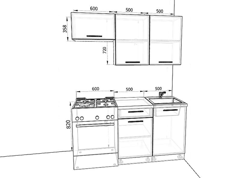 Кухня Валерия-М — длина 1,6 м Кухня Валерия-М — длина 1,6 м