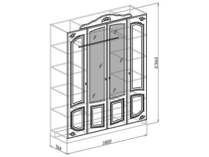 Шкаф 4-х створчатый Валенсия (Союз) 180 см Шкаф 4-х створчатый Валенсия (Союз) 180 см