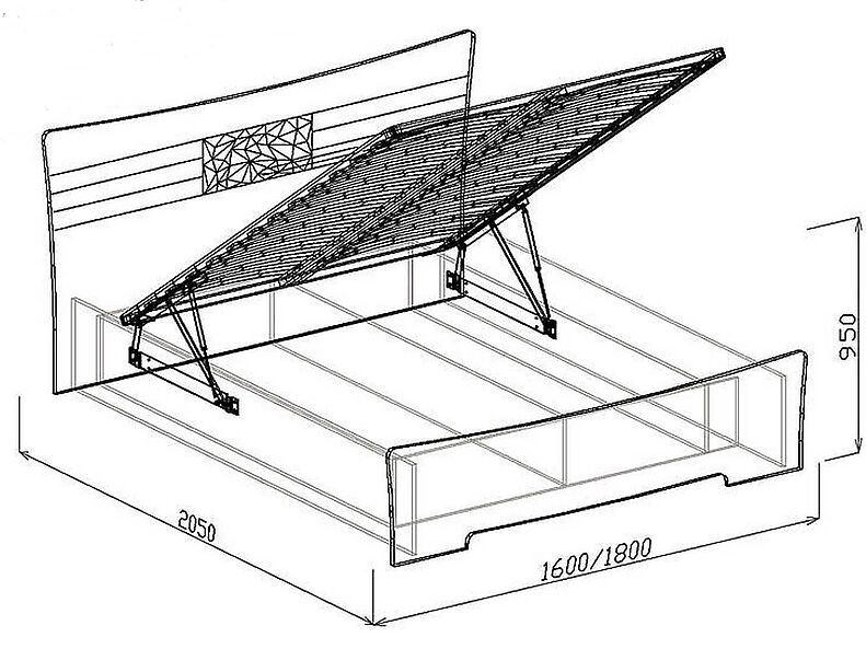 Кровать №1 (подъемная с основанием, без матр.) Роберта 180 см Кровать №1 (подъемная с основанием, без матр.) Роберта 180 см