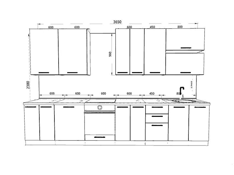Кухня Шанталь — длина 3,7 м Кухня Шанталь — длина 3,7 м
