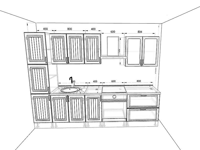 Кухня Принцесса — длина 3,1 м Кухня Принцесса — длина 3,1 м