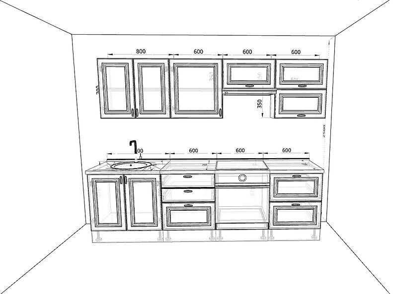 Кухня Ева — длина 2,6 м Кухня Ева — длина 2,6 м