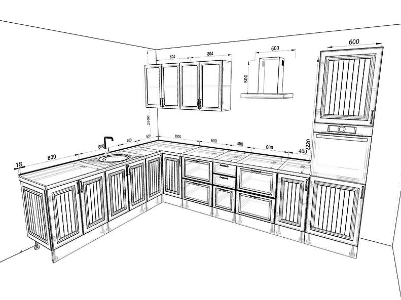 Кухня Принцесса — длина 3,6 м ширина 2,6 м Кухня Принцесса — длина 3,6 м ширина 2,6 м