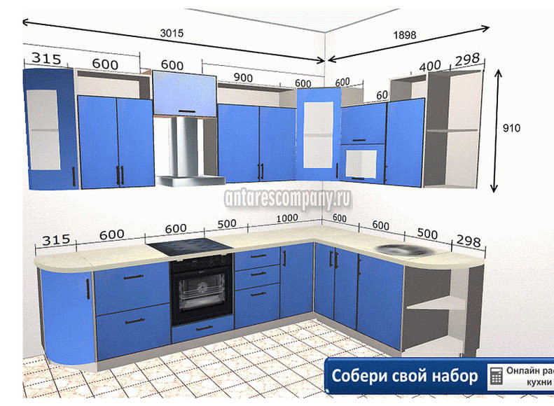 Кухня Палермо — длина 2,9 м ширина 1,9 м