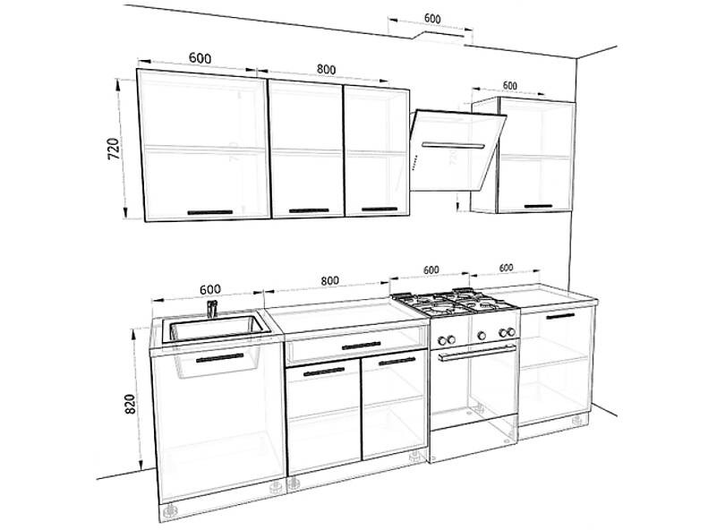 Кухня Базис — длина 2,6 м Кухня Базис — длина 2,6 м