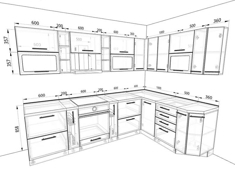 Кухня София — длина 2,8 м ширина 1,9 м