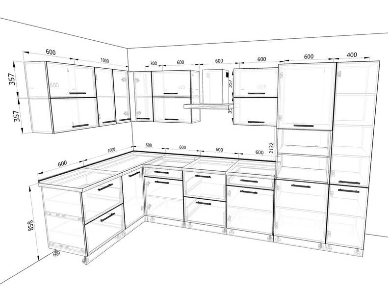 Кухня София — длина 3,4 м ширина 1,6 м