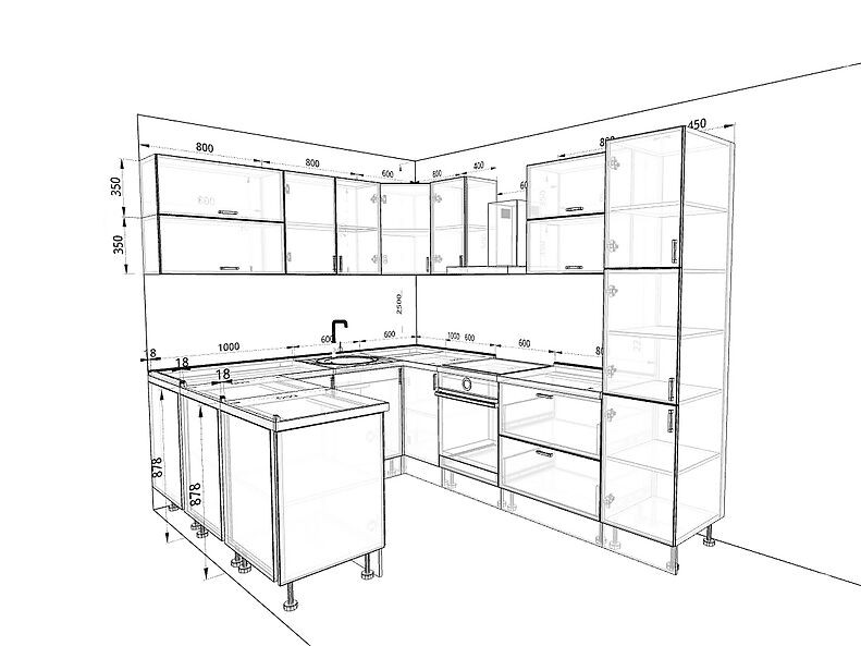 Кухня Европа — длина 3,5 м ширина 1,6 м Кухня Европа — длина 3,5 м ширина 1,6 м