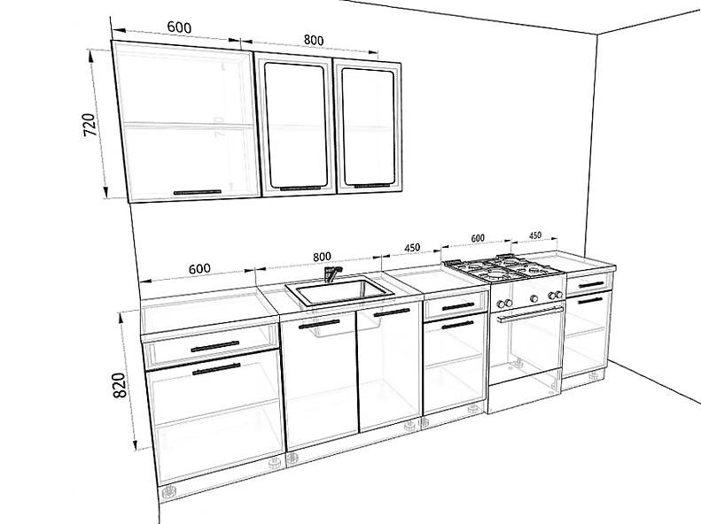Кухня Базис — длина 2,9 м Кухня Базис — длина 2,9 м
