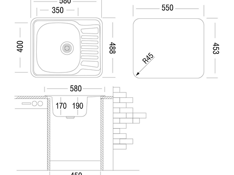 Мойка врезная Комфорт COM580.480 -GT6K 1R Мойка врезная Комфорт COM580.480 -GT6K 1R