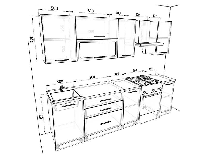 Кухня Базис — длина 2,7 м Кухня Базис — длина 2,7 м
