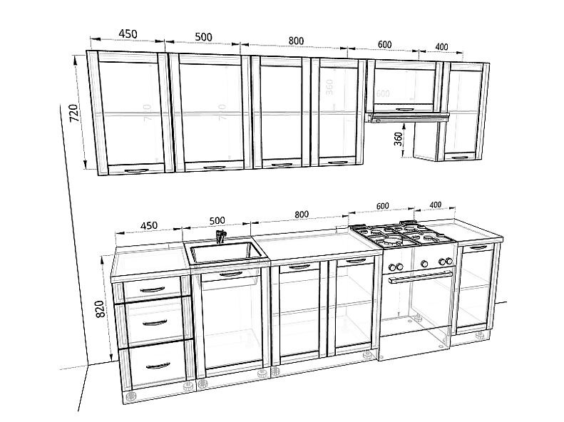 Кухня Базис Nicole — длина 2,8 м Кухня Базис Nicole — длина 2,8 м