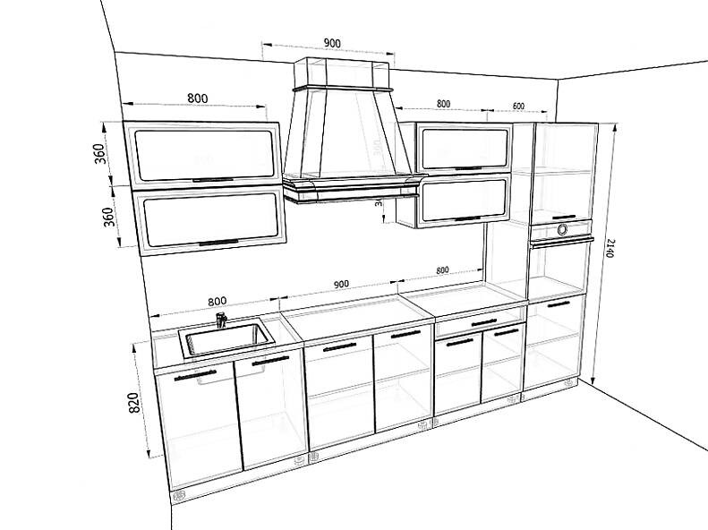 Кухня Базис — длина 3,1 м Кухня Базис — длина 3,1 м