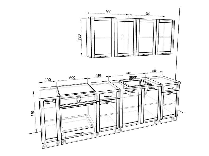 Кухня Базис Nicole — длина 2,8 м Кухня Базис Nicole — длина 2,8 м