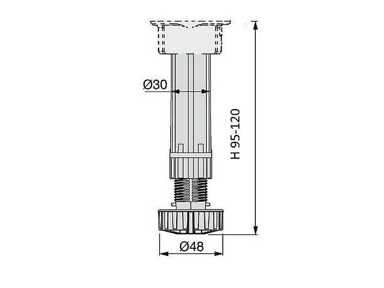 Ножка регулируемая пластик Н-100мм.