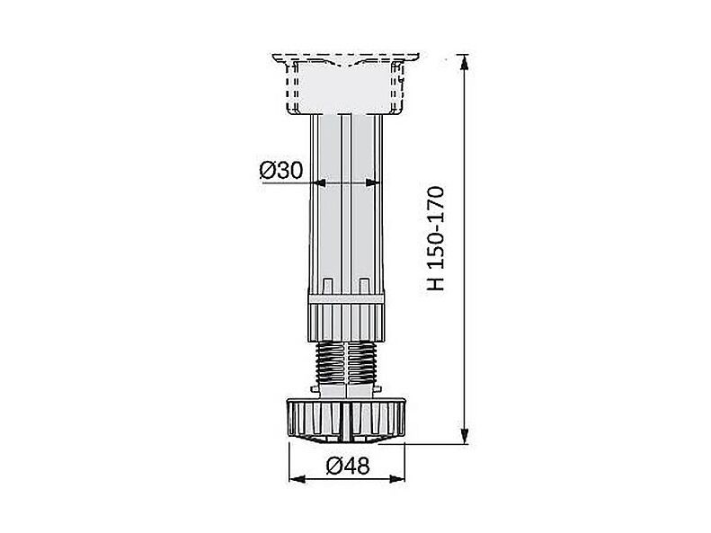 Ножка регулируемая пластик H-150mm