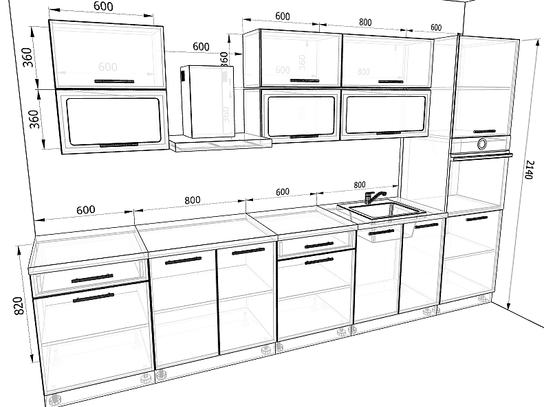 Кухня Базис — длина 3,4 м Кухня Базис — длина 3,4 м