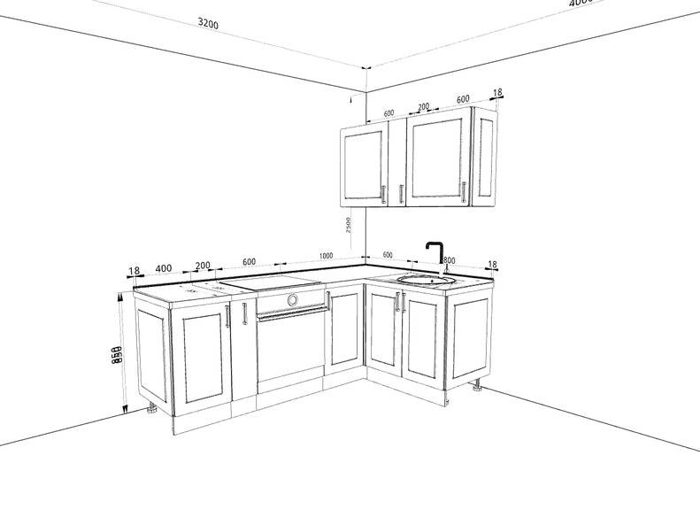 Кухня Модерн — длина 2,2 м ширина 1,6 м