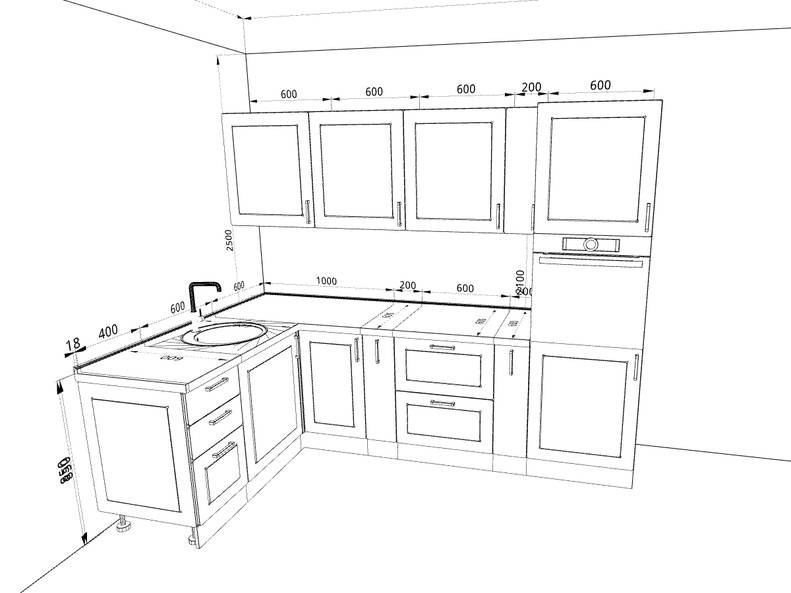 Кухня Модерн — длина 2,6 м ширина 1,6 м
