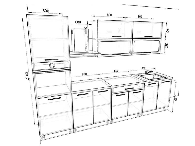 Кухня Базис — длина 3 м Кухня Базис — длина 3 м