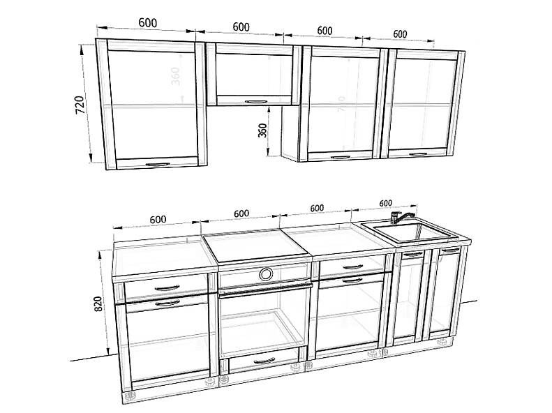 Кухня Базис Nicole — длина 2,4 м Кухня Базис Nicole — длина 2,4 м