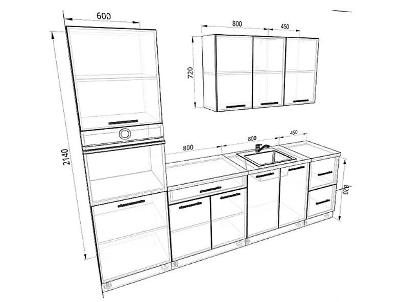 Кухня Базис — длина 2,7 м Кухня Базис — длина 2,7 м