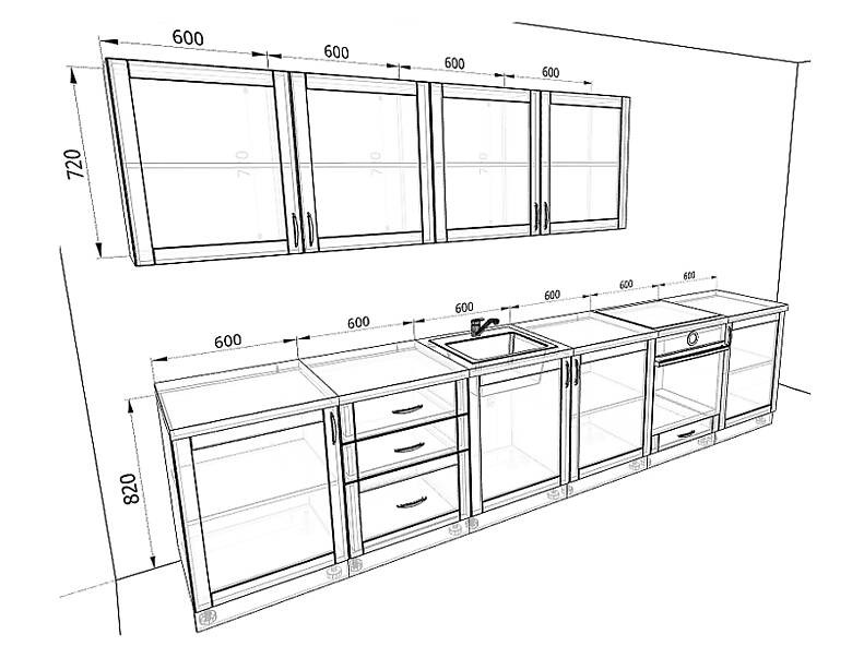 Кухня Базис Nicole-Wood — длина 3,6 м