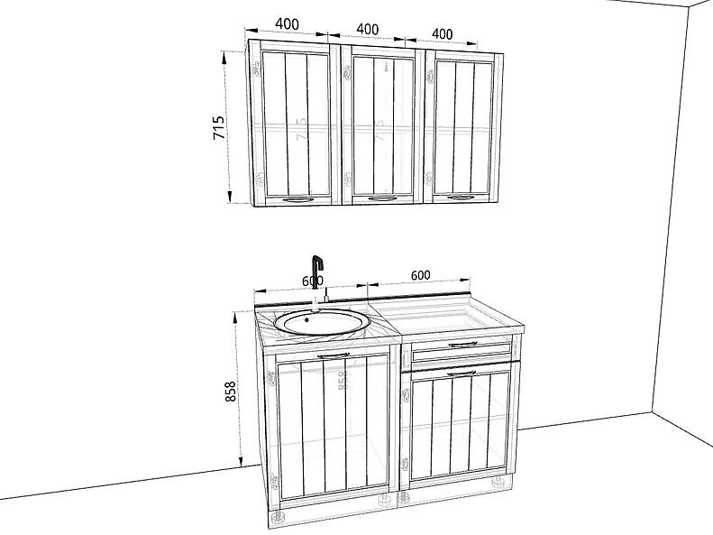 Кухня Лондон — длина 1,2 м Кухня Лондон — длина 1,2 м