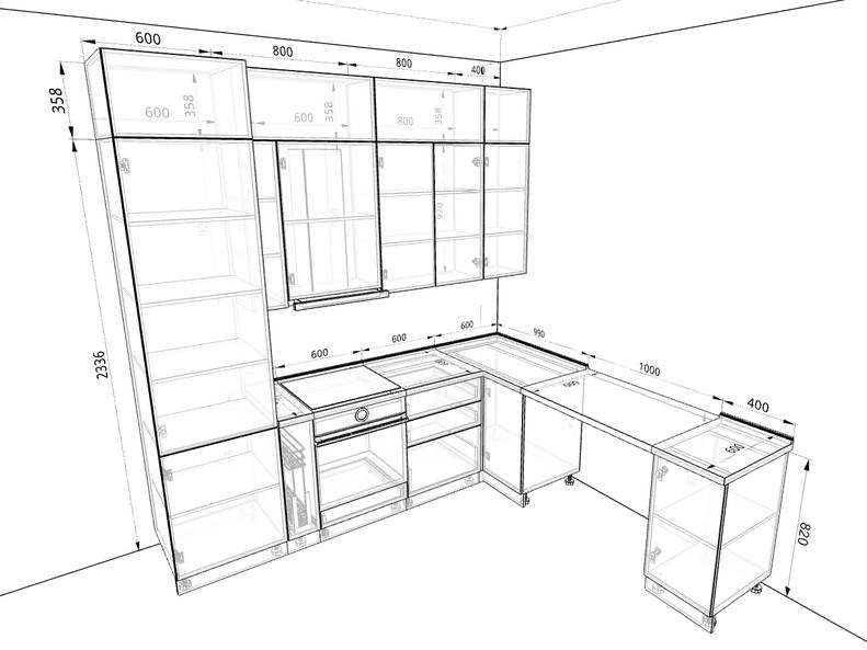 Модульная кухня Сиэль Royal — длина 2,6 м, ширина 2,4 м
