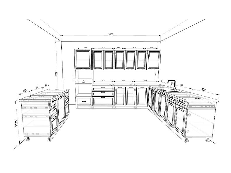 Кухня Ницца Роял — длина 3,4 м ширина 2,6 м Кухня Ницца Роял — длина 3,4 м ширина 2,6 м