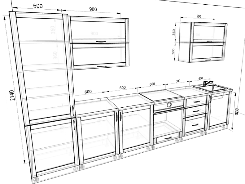 Кухня Базис Nicole-Wood — длина 3,6 м Кухня Базис Nicole-Wood — длина 3,6 м