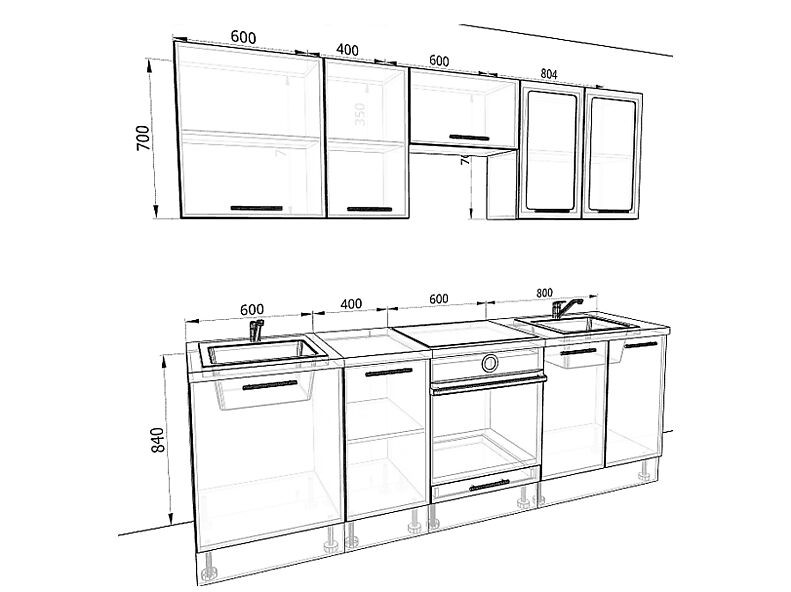 Кухня Оптима — длина 2,4 м