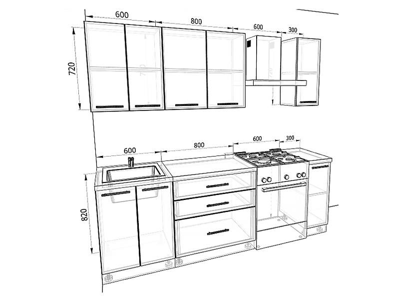 Кухня Базис — длина 1,7 м Кухня Базис — длина 1,7 м