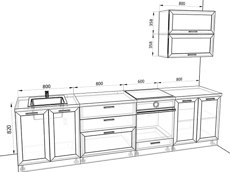 Кухня Глетчер — длина 3 м Кухня Глетчер — длина 3 м