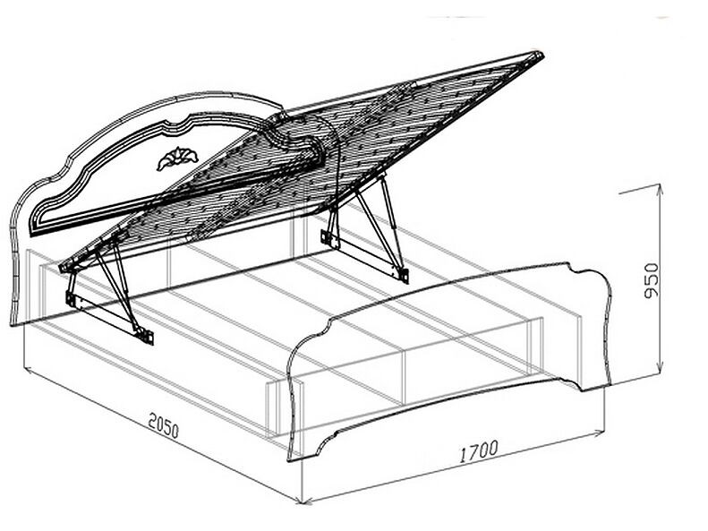 Кровать №1 с подъёмником (с ортопедическим основанием) Валенсия (Союз) 170 см