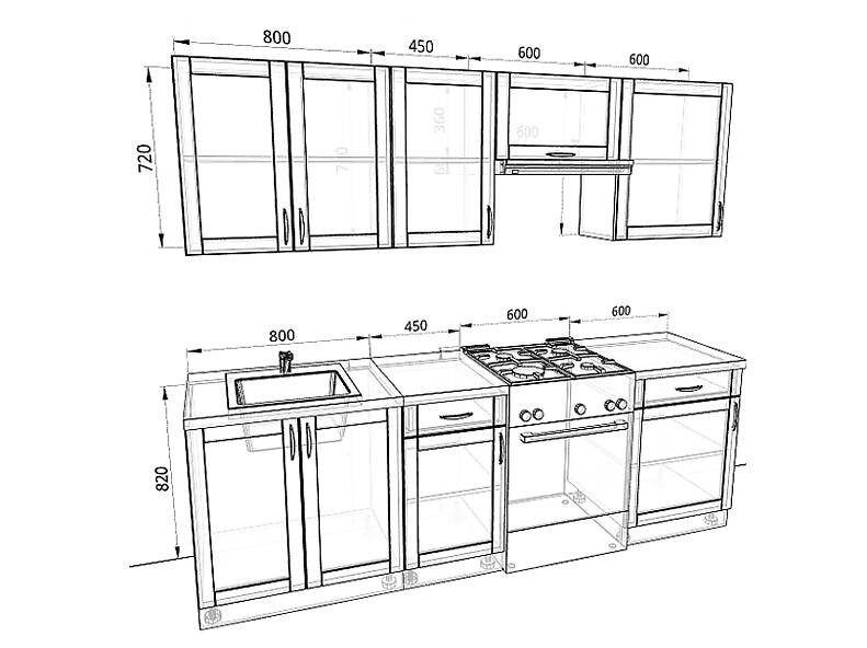 Кухня Базис Nicole-Wood — длина 2,5 м Кухня Базис Nicole-Wood — длина 2,5 м