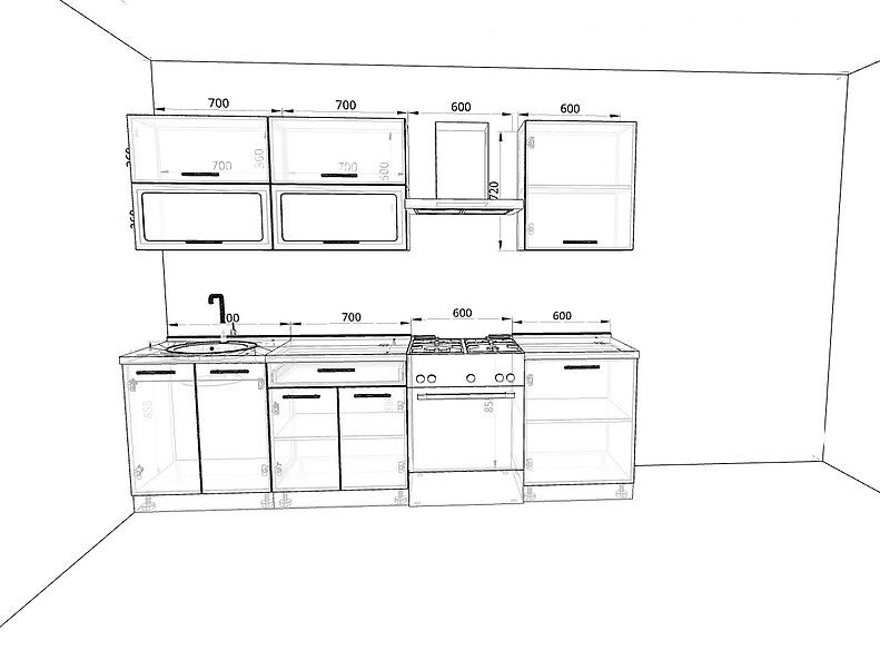 Кухня Базис — длина 2,8 м Кухня Базис — длина 2,8 м