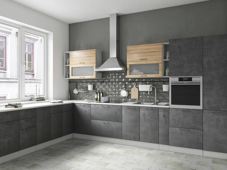 Модульная кухня Лофт — длина 3,8 м, ширина 2,6 м