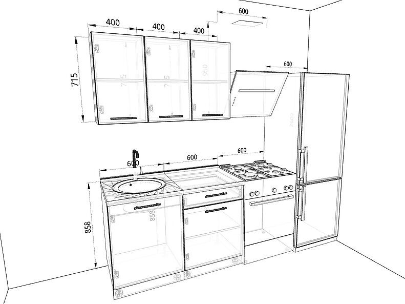 Кухня София — длина 1,8 м Кухня София — длина 1,8 м