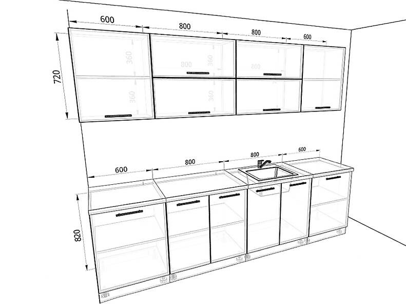 Кухня Базис — длина 2,8 м