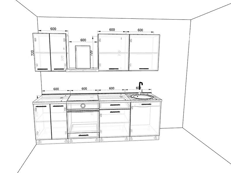 Кухня Базис — длина 2,4 м Кухня Базис — длина 2,4 м