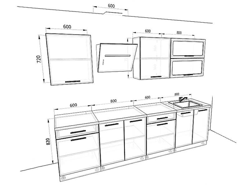 Кухня Базис — длина 2,8 м Кухня Базис — длина 2,8 м