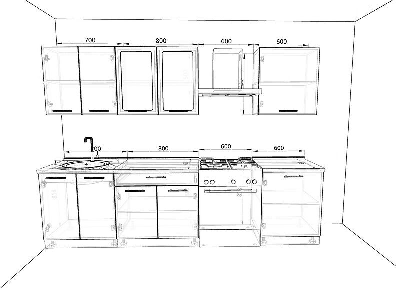 Кухня Базис — длина 2,7 м Кухня Базис — длина 2,7 м