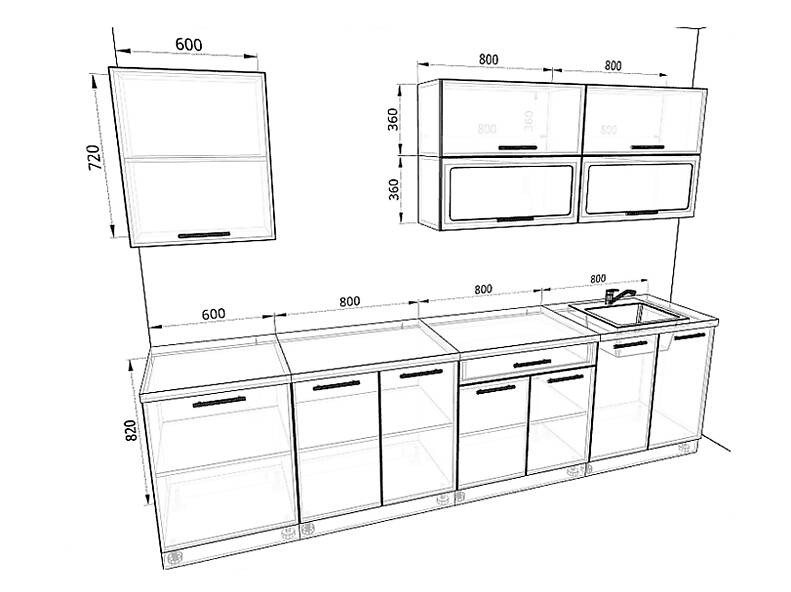 Кухня Базис — длина 3 м