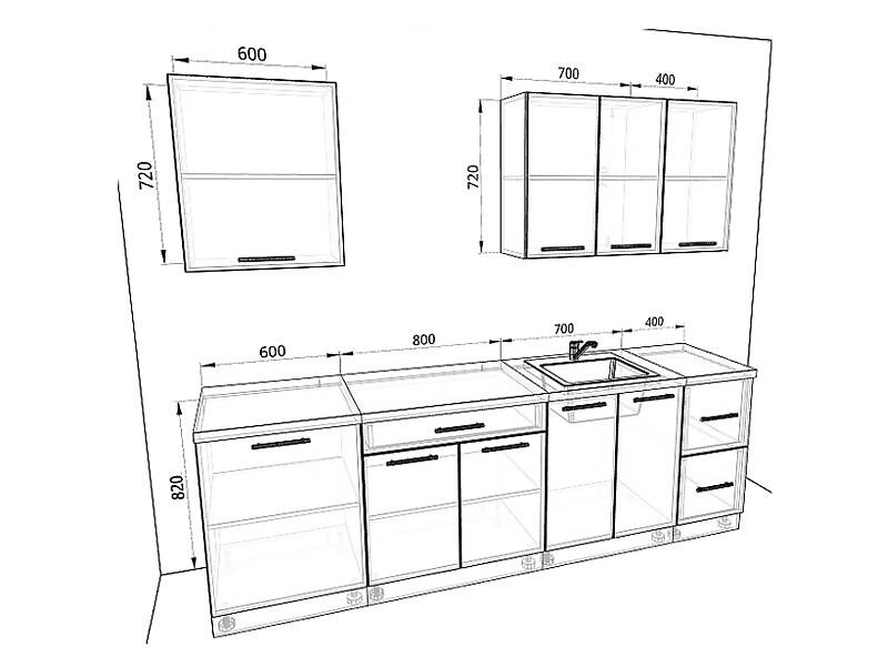 Кухня Базис — длина 2,5 м Кухня Базис — длина 2,5 м