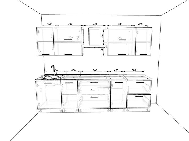 Кухня Базис — длина 2,8 м Кухня Базис — длина 2,8 м