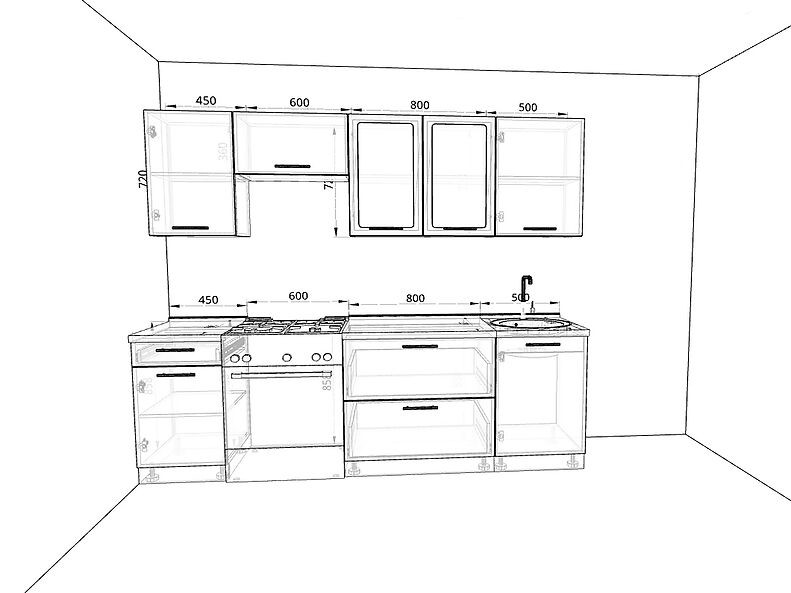 Кухня Базис — длина 2,4 м Кухня Базис — длина 2,4 м