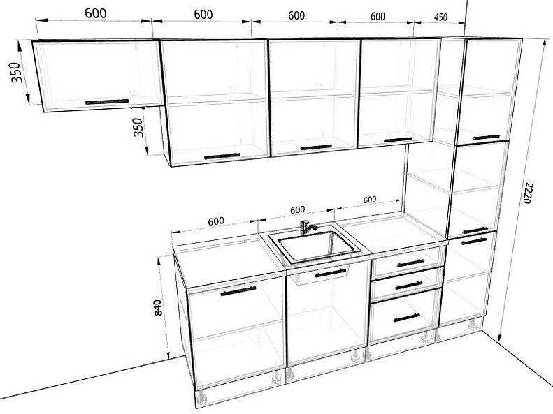 Кухня Оптима — длина 2,9 м Кухня Оптима — длина 2,9 м