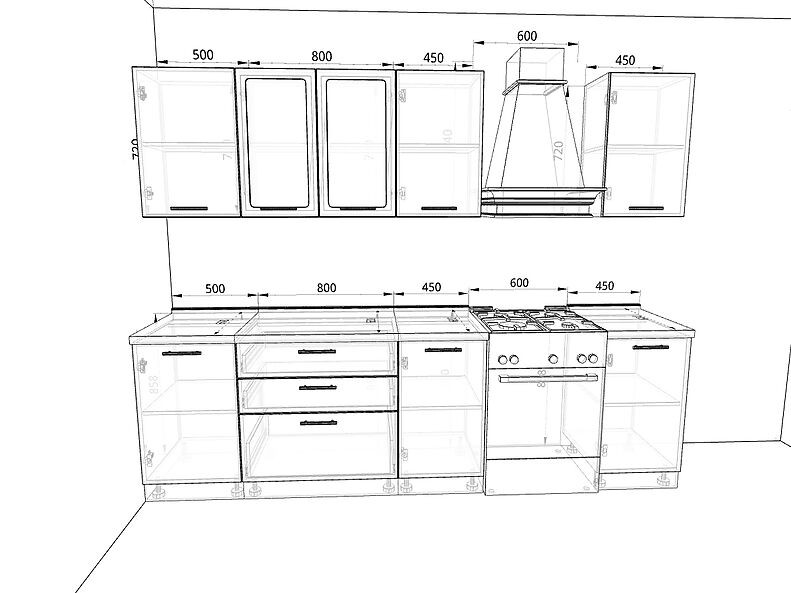 Кухня Базис — длина 2,8 м Кухня Базис — длина 2,8 м