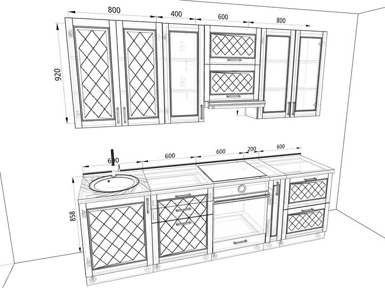 Модульная кухня Барселона — ширина 2,6 м